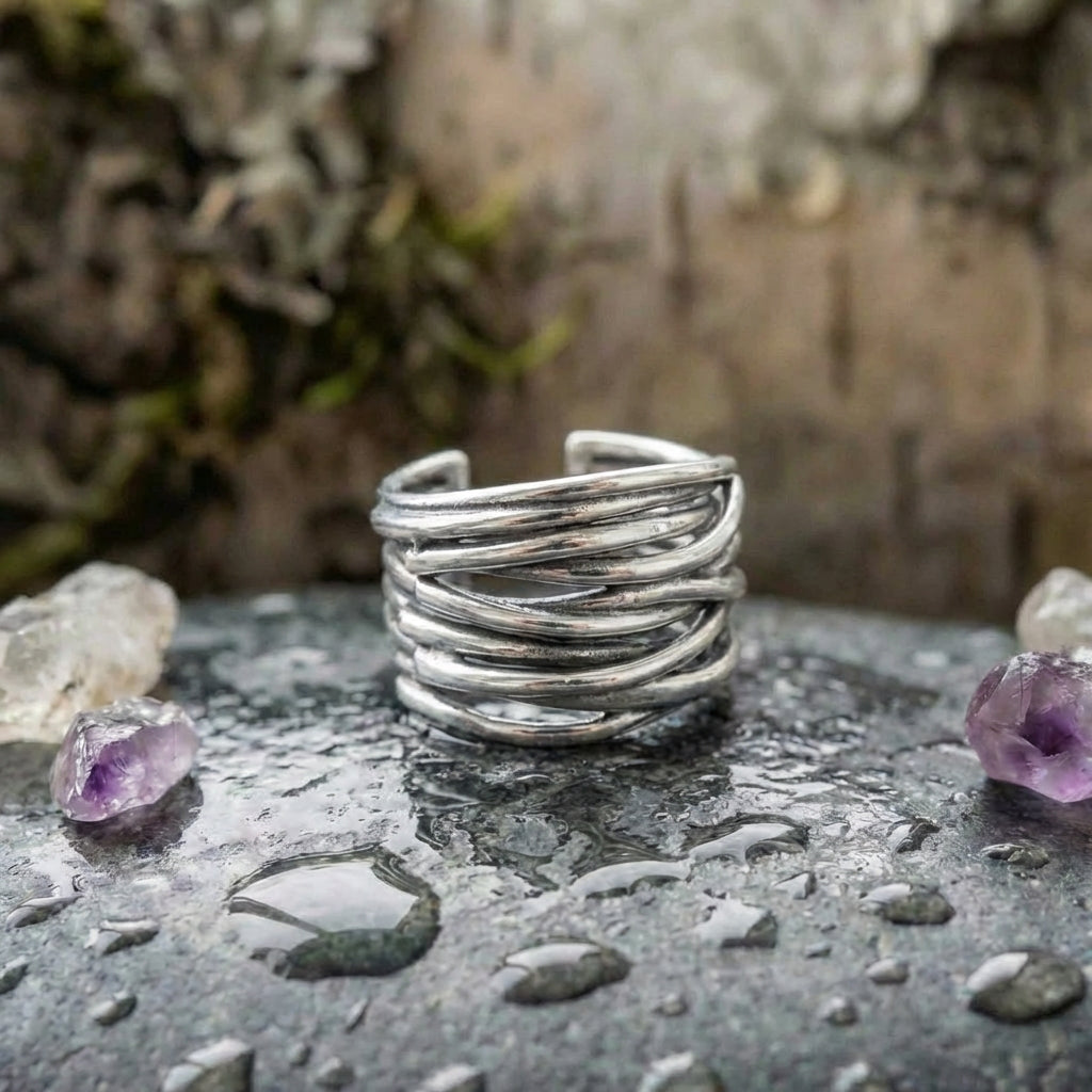 A Sterling Silver Adjustable Layered Ring