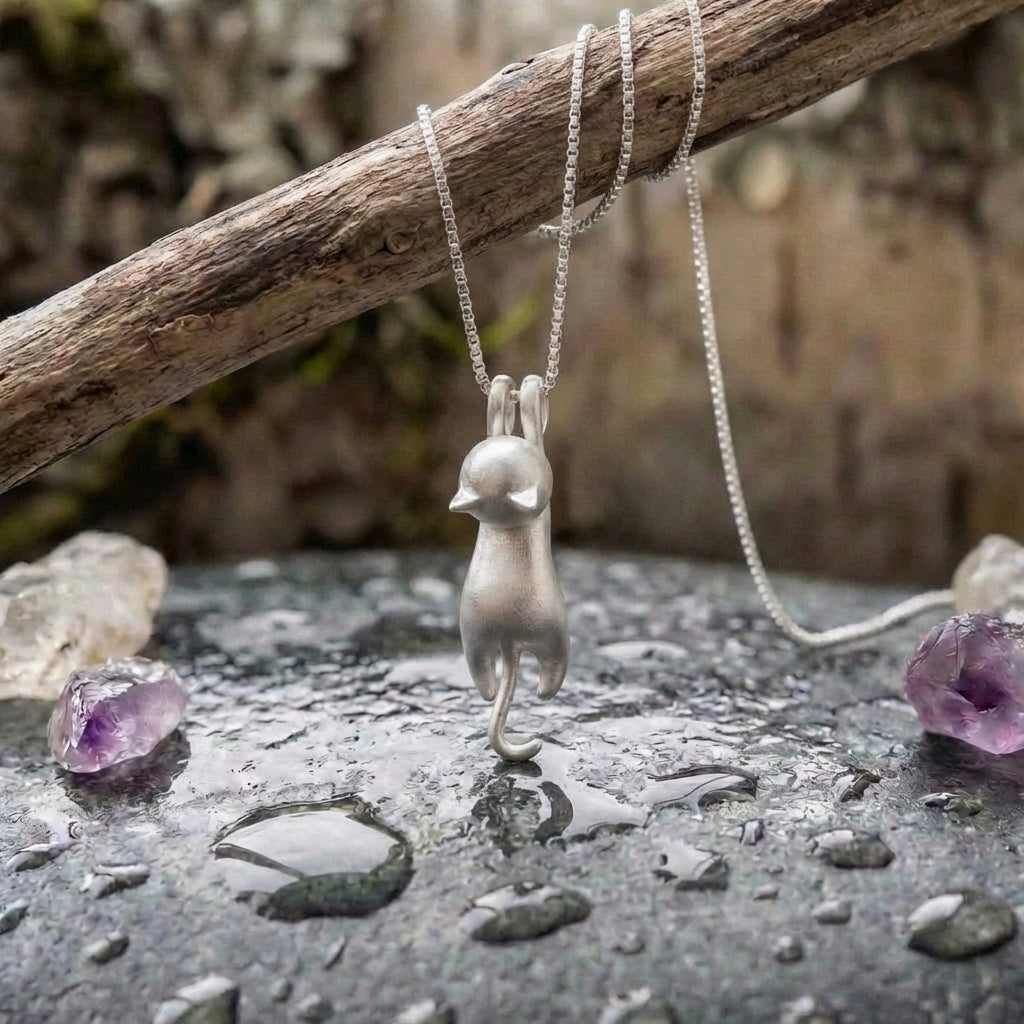 Sterling Silver Playful Kitty Necklace
