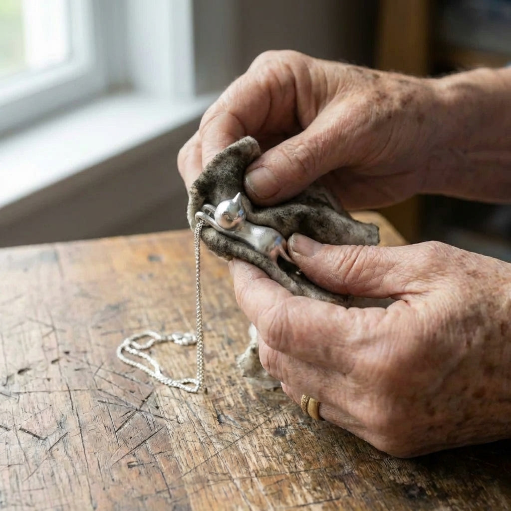 Sterling Silver Playful Kitty Necklace