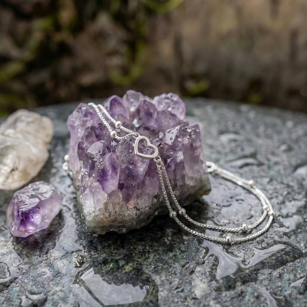 Adjustable Silver Heart Bracelet