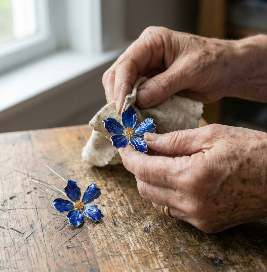 Blooming Blue Flower Earrings