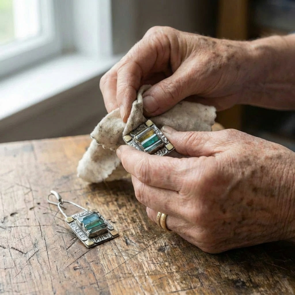 Blue Green Crystal Earrings