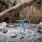 Blue Opal And Silver Starfish Necklace