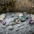 A Blue Stone Cross Earring Set