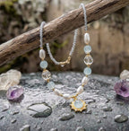 Blue Stone Zircon Freshwater Pearl Necklace