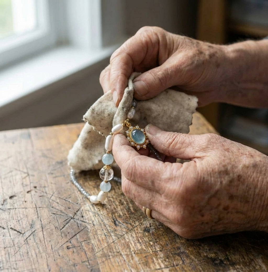 Blue Stone Zircon Freshwater Pearl Necklace