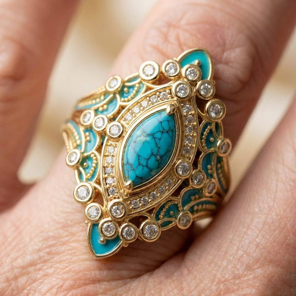 Bohemian Turquoise Statement Ring