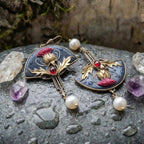 A Boho Earring Set With Pearls And Red Crystal