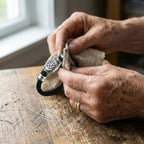 Braided Black Viking Compass Leather Bracelet