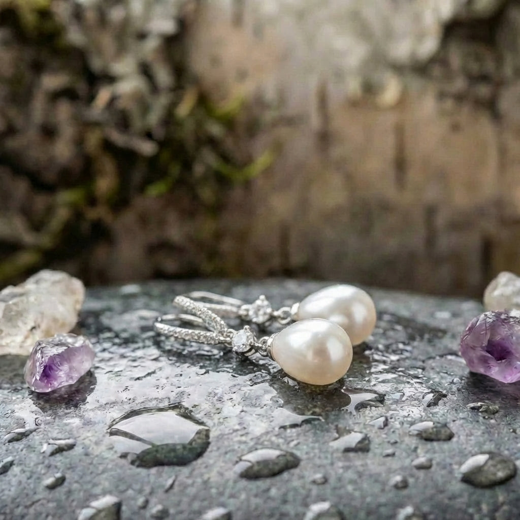 Bright Dangling Pearl Earrings