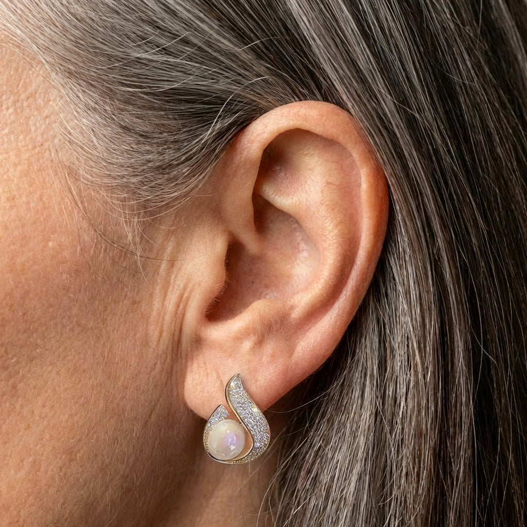 Bright Pearl Zirconia Earrings