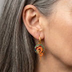 Classic Gold Colorful Dragon & Flame Design Earrings