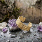 Classic Open Cuff String Gold Bracelet