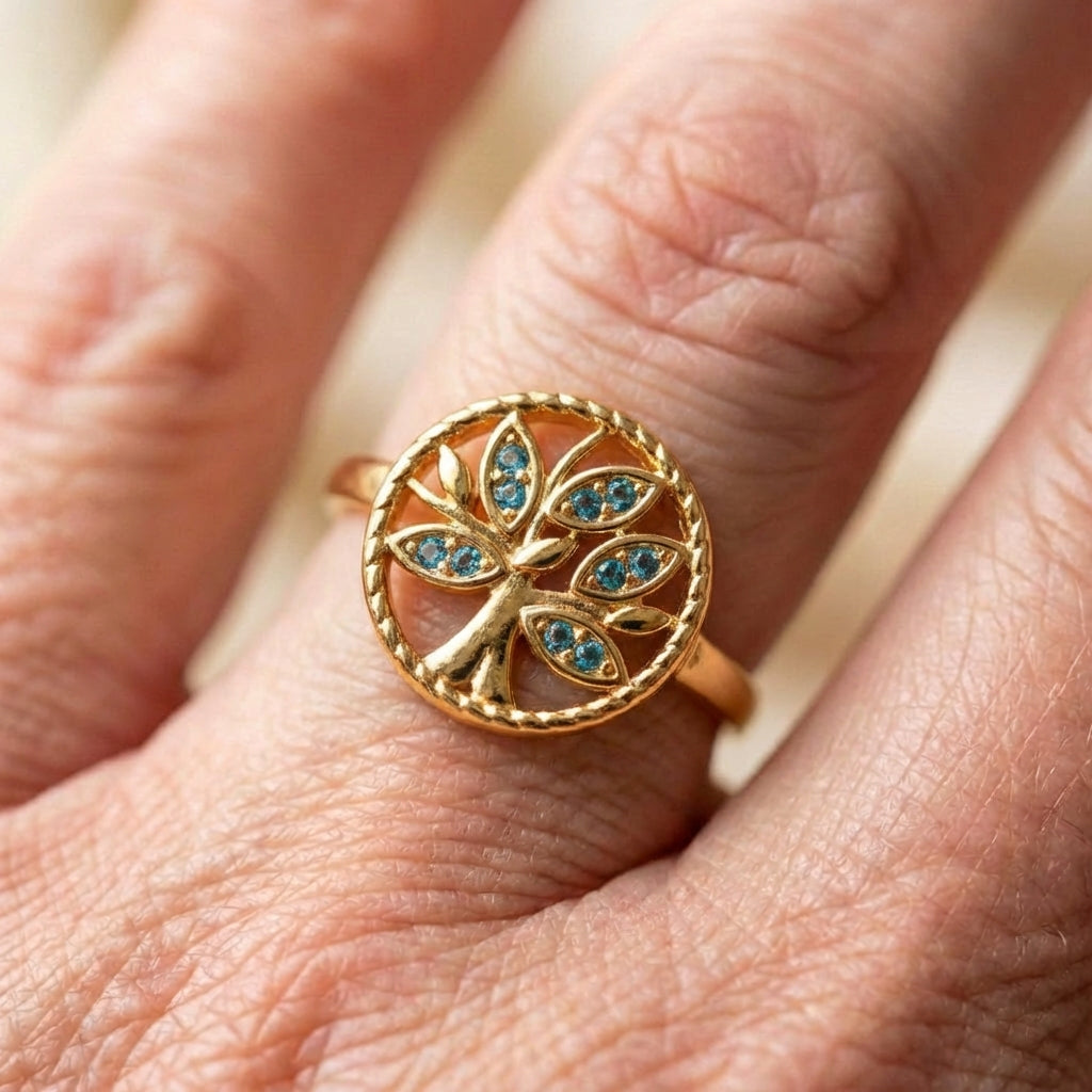 Classic Zircon Tree Of Life Necklace Ring
