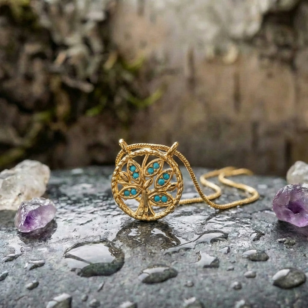 Classic Zircon Tree Of Life Necklace Ring