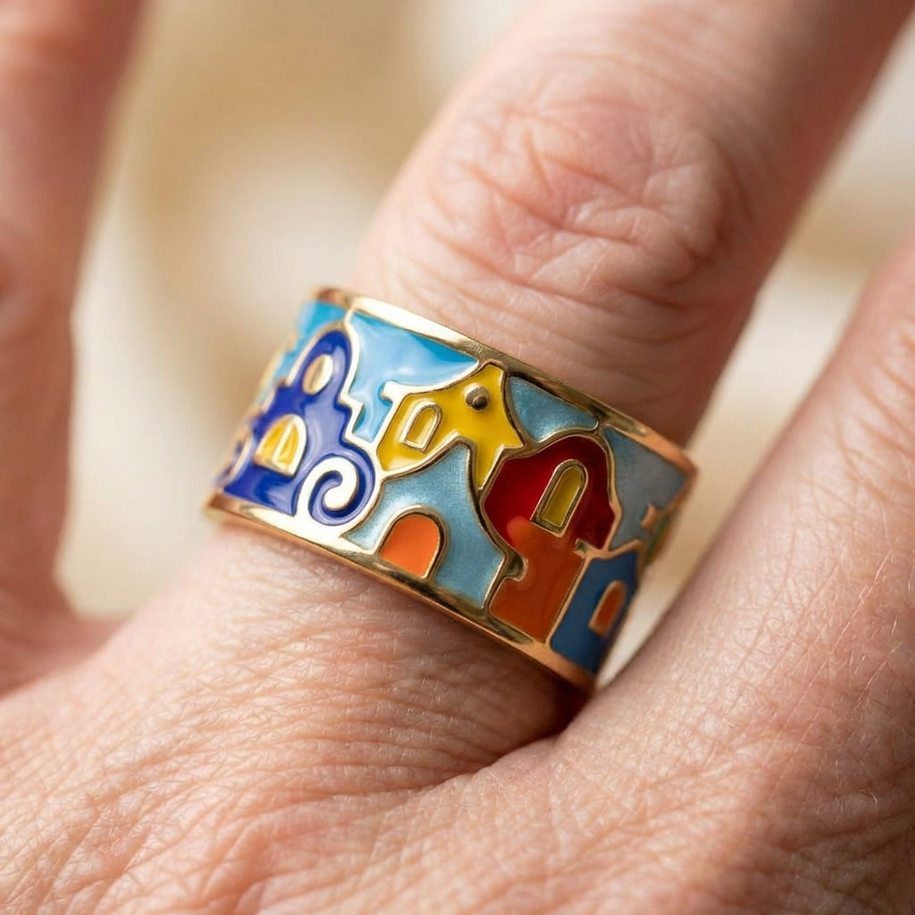Colorful Enamel Flower Ring