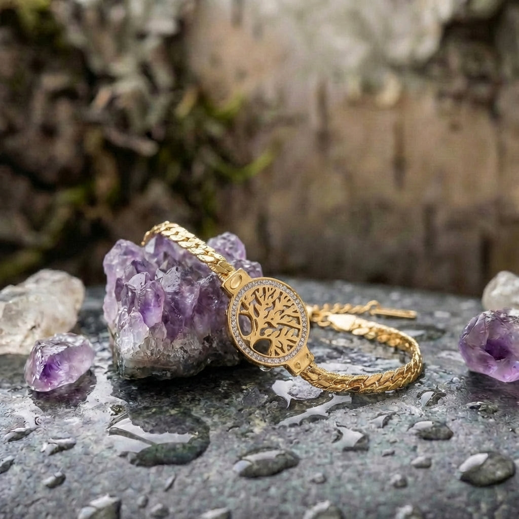 Crystal Bangle Gold Bracelet