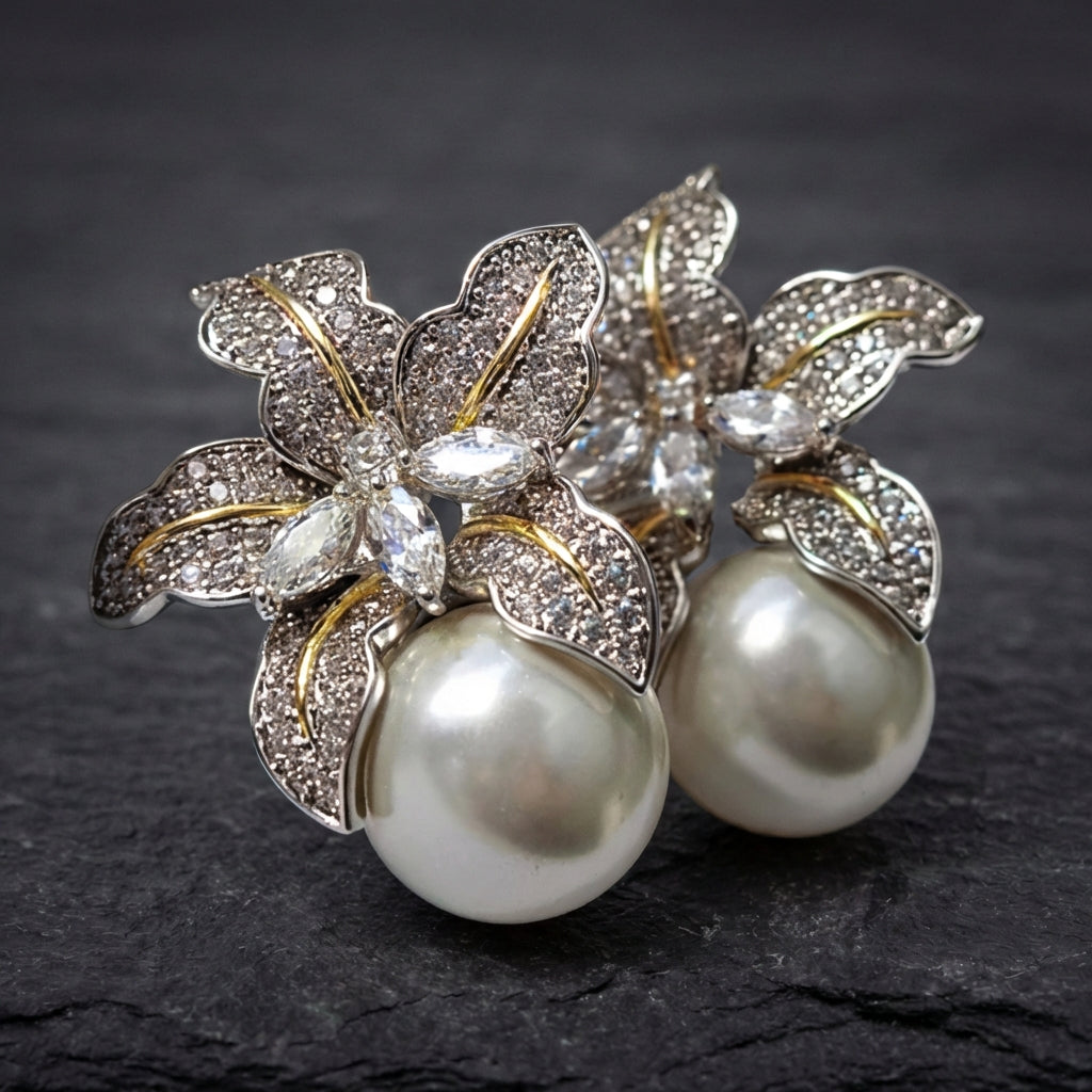 Elegant Flower Pearl Earrings