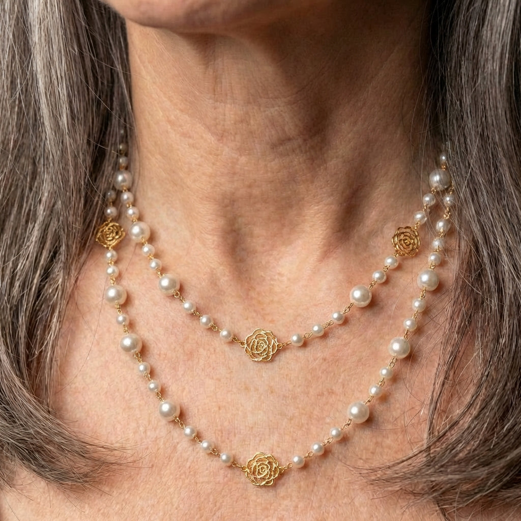 Elegant Gold & Pearl Necklace