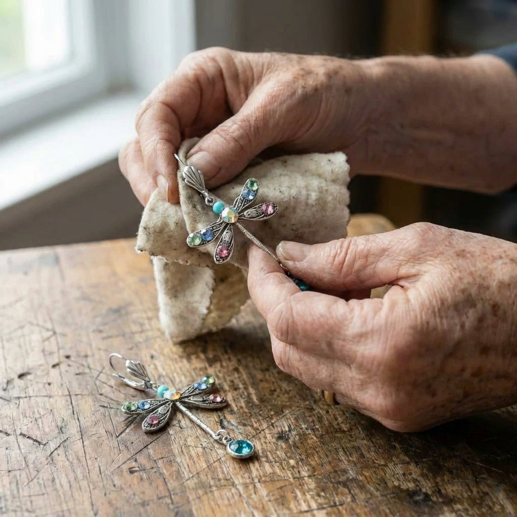 An Elegant Multicolor Crystal Dragonfly Drop Earring Set