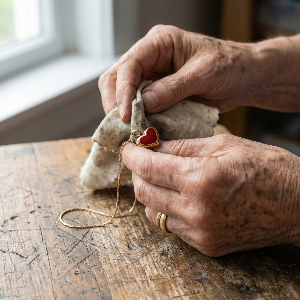 Elegant Red Heart Gold Necklace