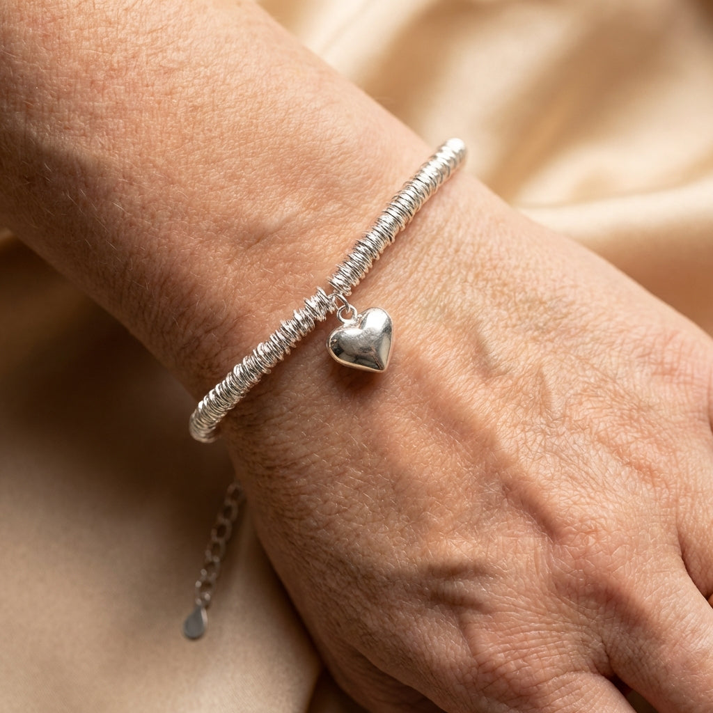 Elegant Silver Heart Bracelet