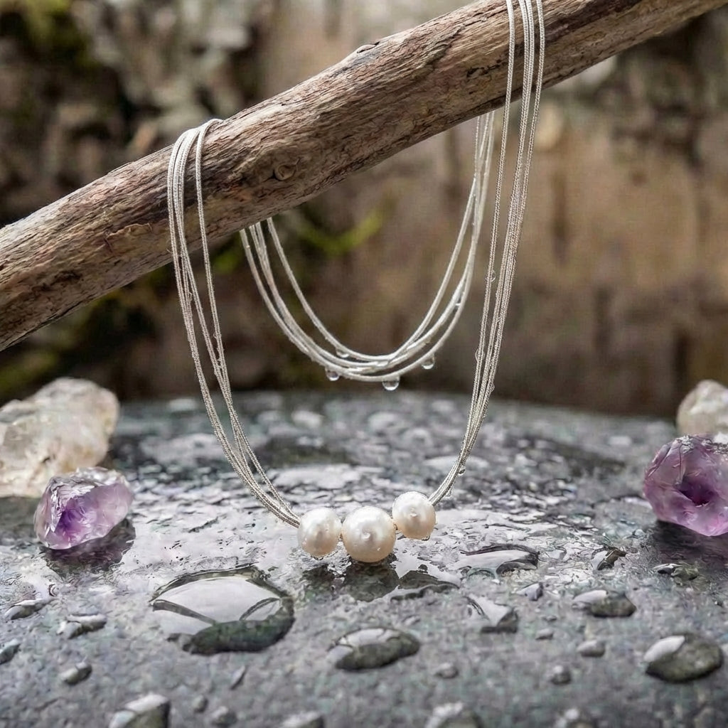 Elegant White Pearl Layered Necklace