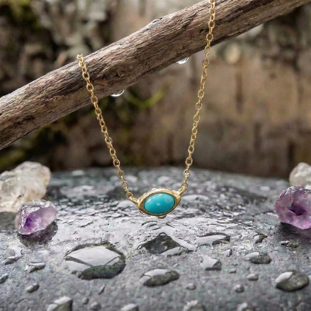 Ellipse Natural Turquoise Pendant Necklace