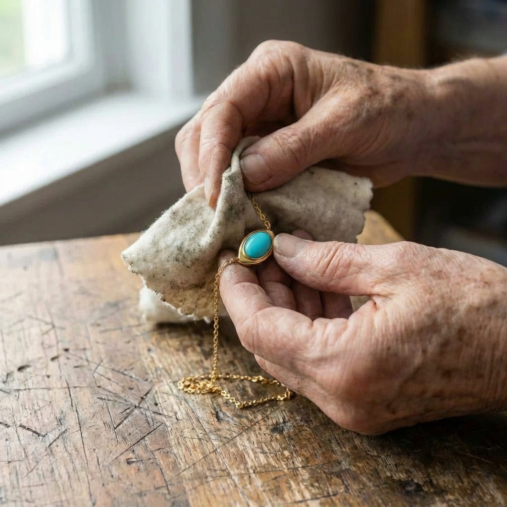 Ellipse Natural Turquoise Pendant Necklace