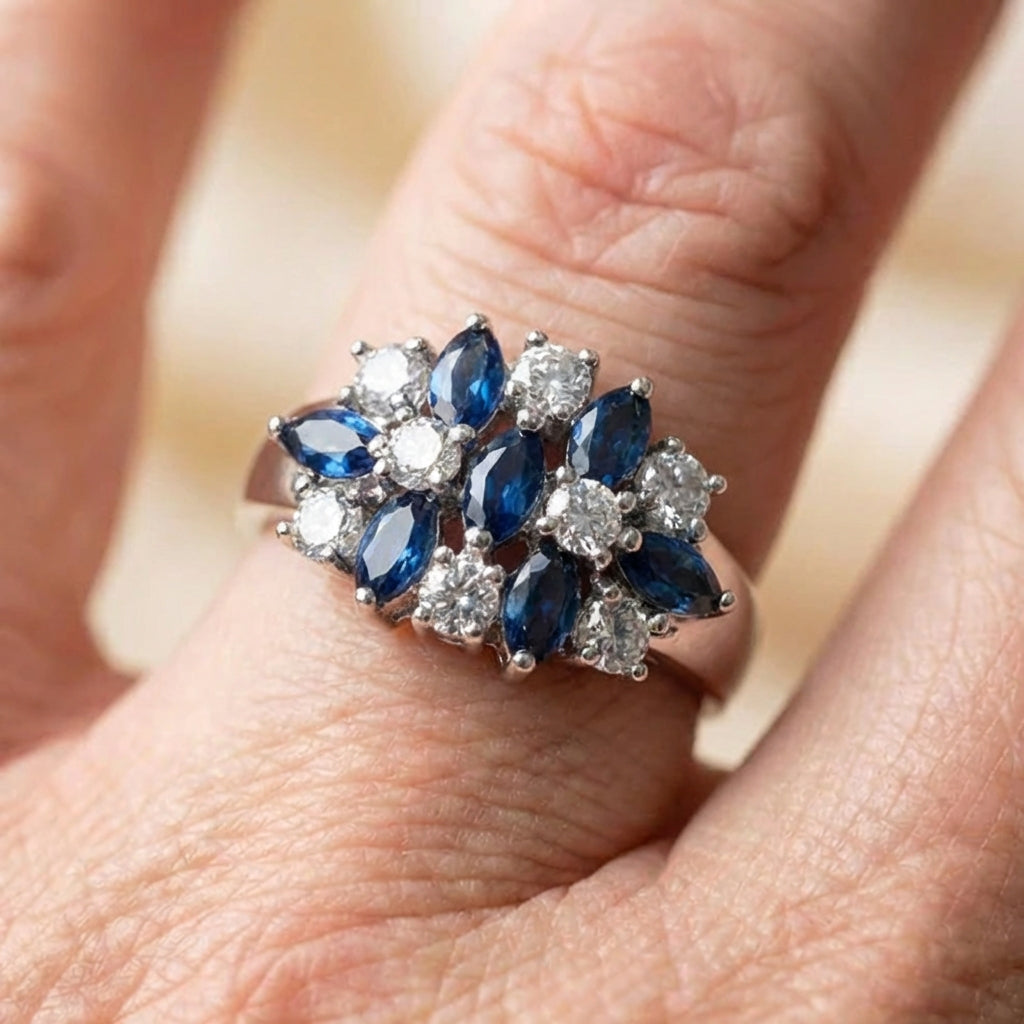 Elegant Blue Crystal Ring