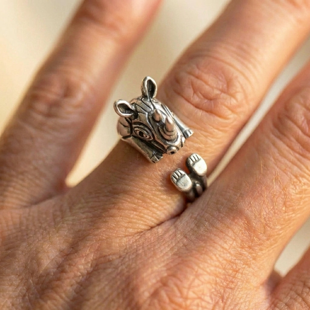 Antique Silver Rhino Ring