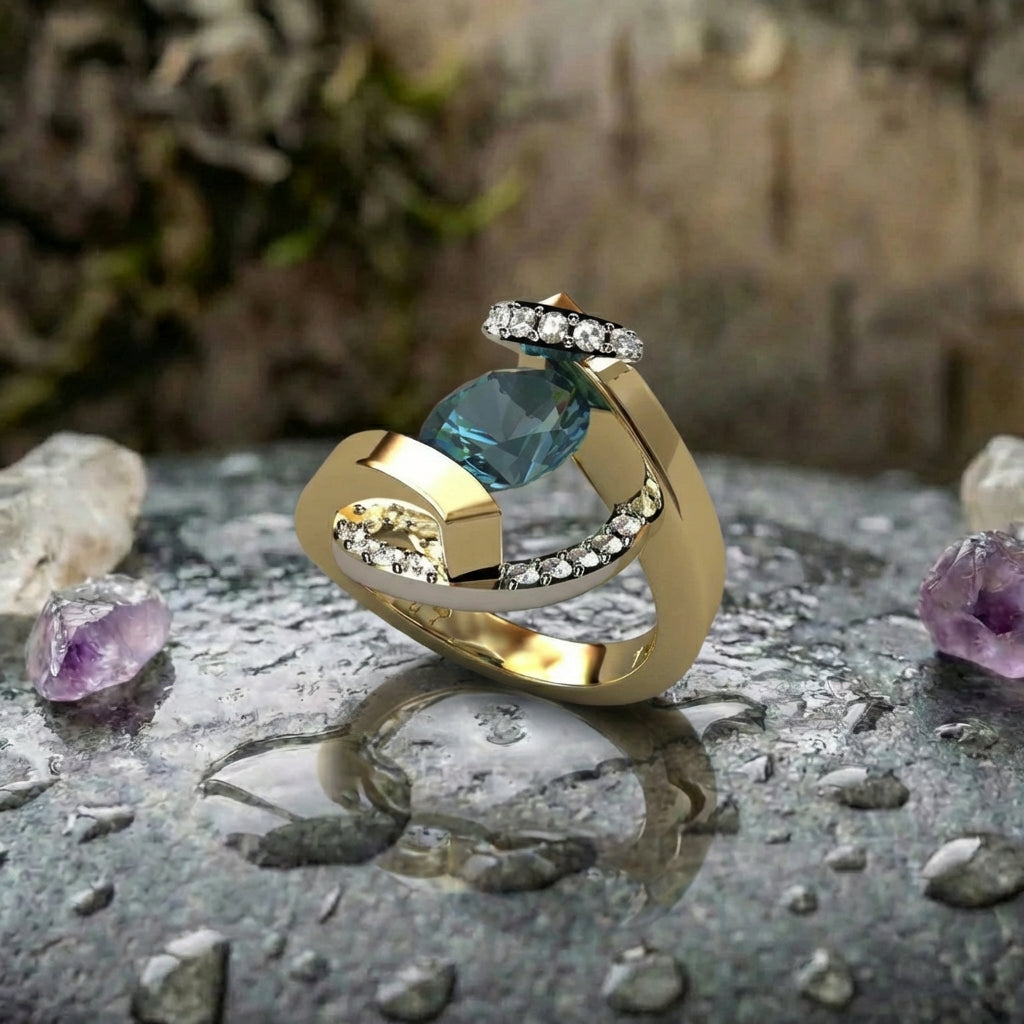 Vintage Blue Gold Ring