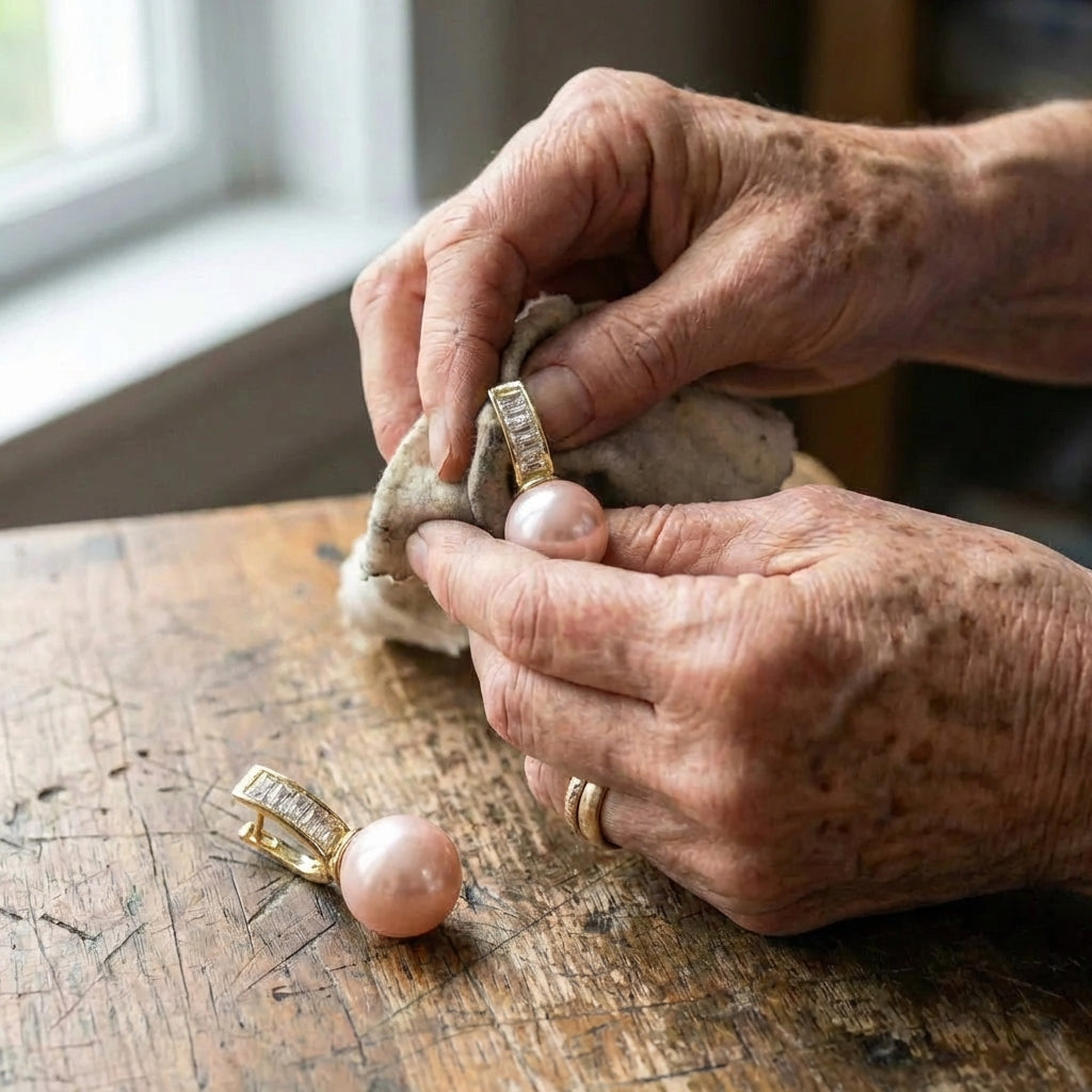 Pink Pearl Zirconia Gold Earrings