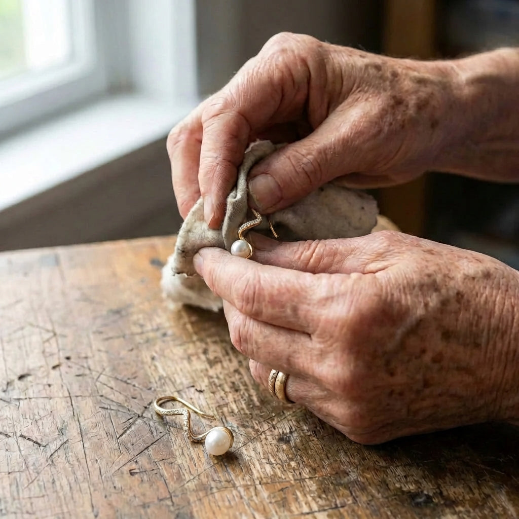A Natural Pearl Necklace + Earrings Set