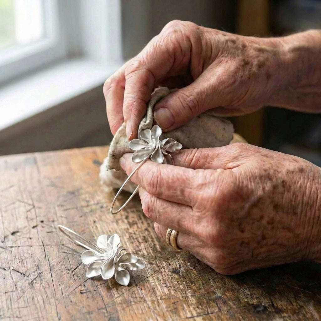 Vintage Irregular Blossom Silver Earrings