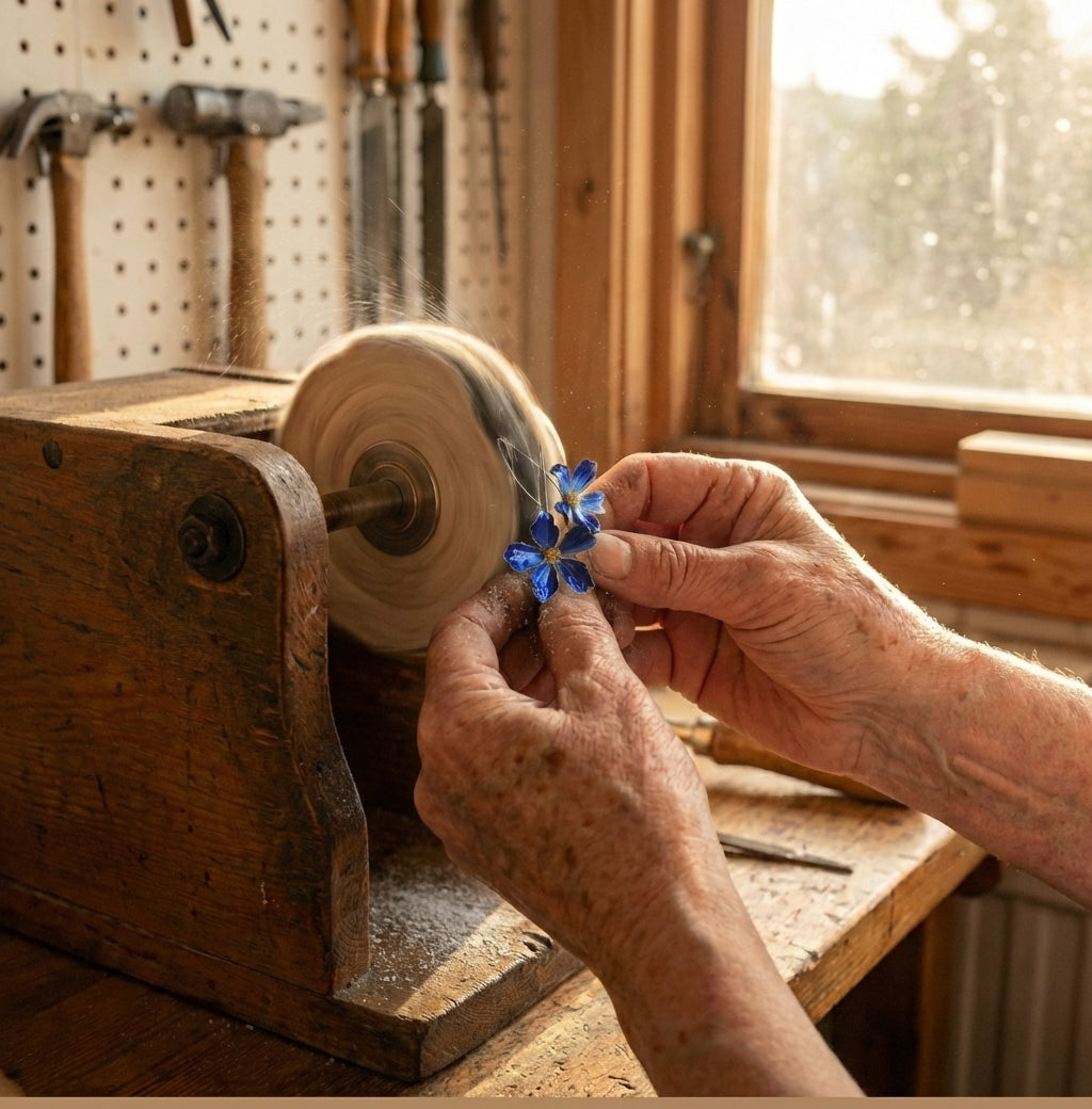 Blooming Blue Flower Earrings