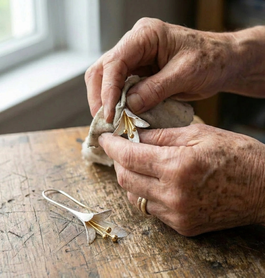 Classic Carved Floral Silver Earrings