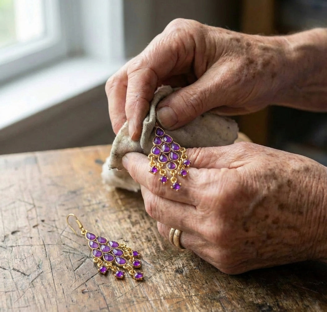 Bohemian Purple Beaded Tassel Earrings