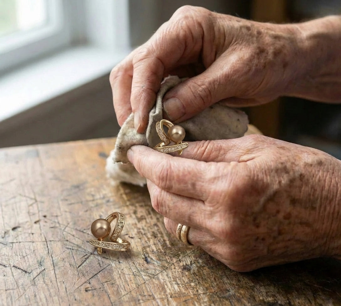 Elegant Heart Champagne Pearl Earrings