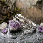 Vintage Layered Silver Pearl Bangle Bracelet