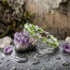 Vintage Silver Butterfly & Green Bead Bracelet