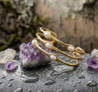 A Vintage Layered Gold Pearl Bangle Bracelet