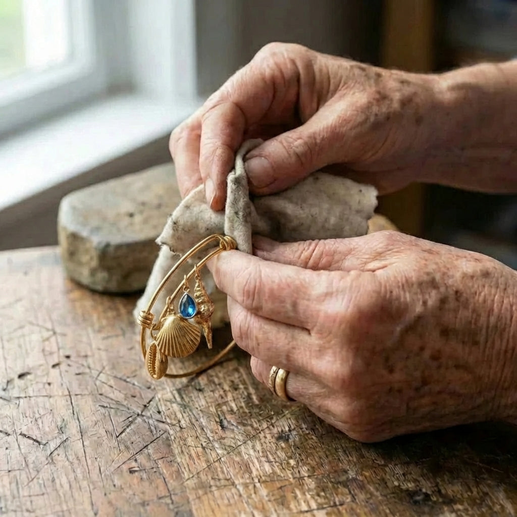 Vintage Shell Charm Adjustable Gold Bracelet