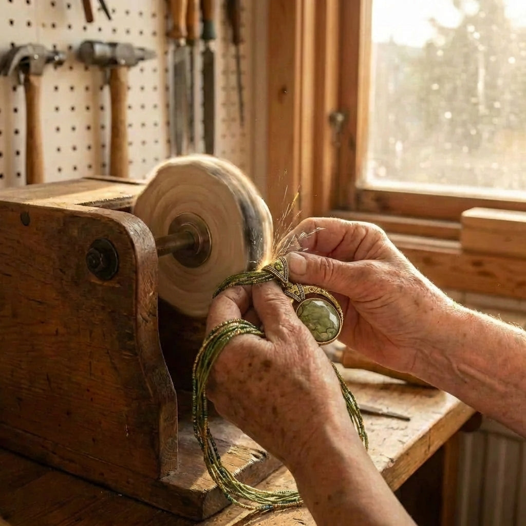 Vintage Ethnic Green Crystal Pendant Necklace