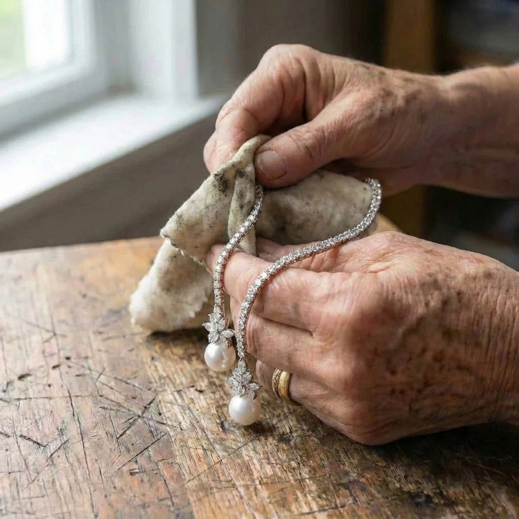Elegant Shiny Necklace With Pearls Made Of Sterling Silver