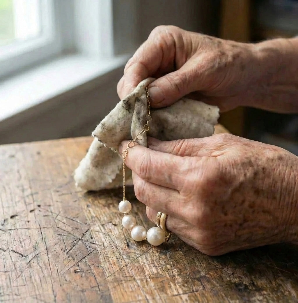 Vintage Pearl String Pendant Gold Chain Necklace