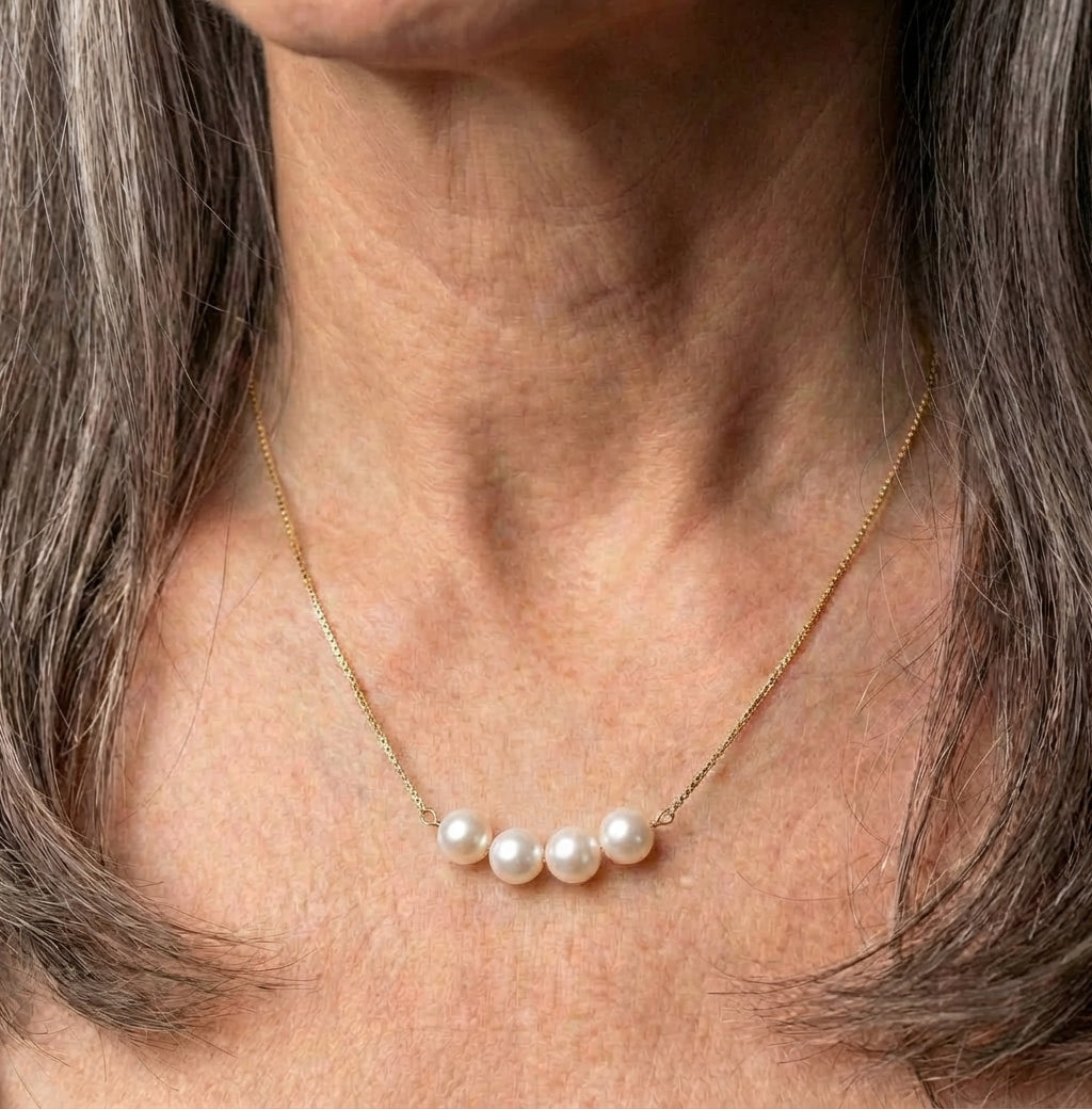 Vintage Pearl String Pendant Gold Chain Necklace