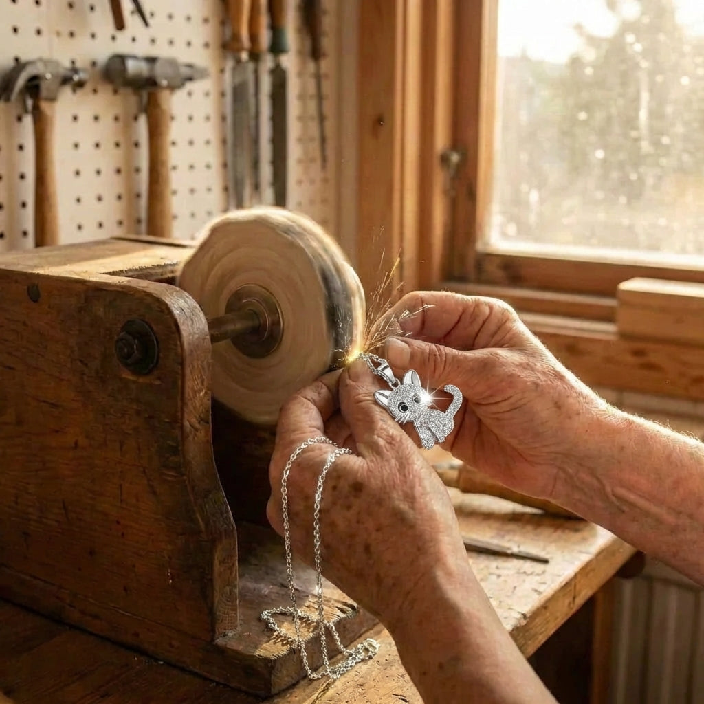 Silver Baby Kittens And Coloured Zirconia Necklace
