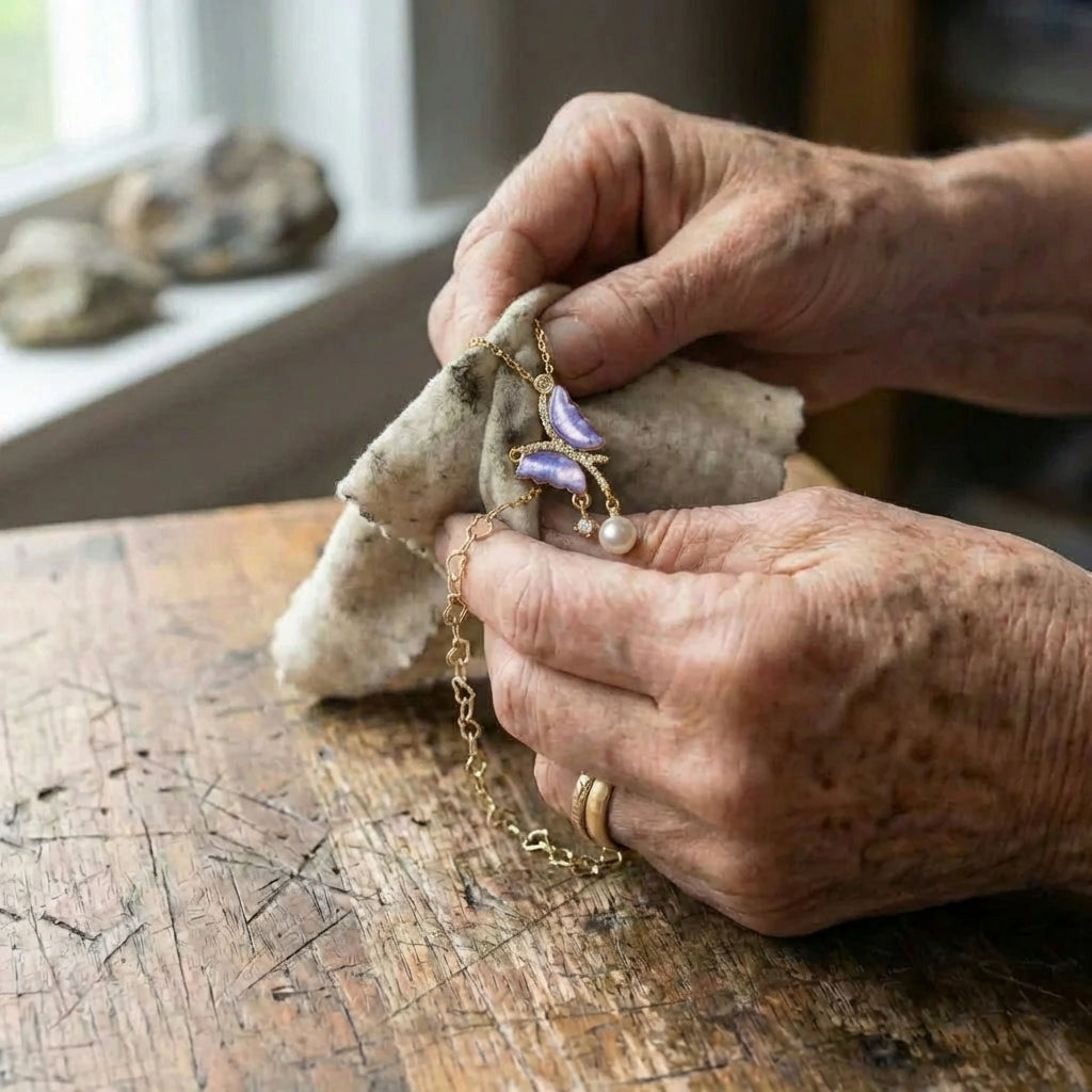 Purple Butterfly Zircon Pearl Necklace
