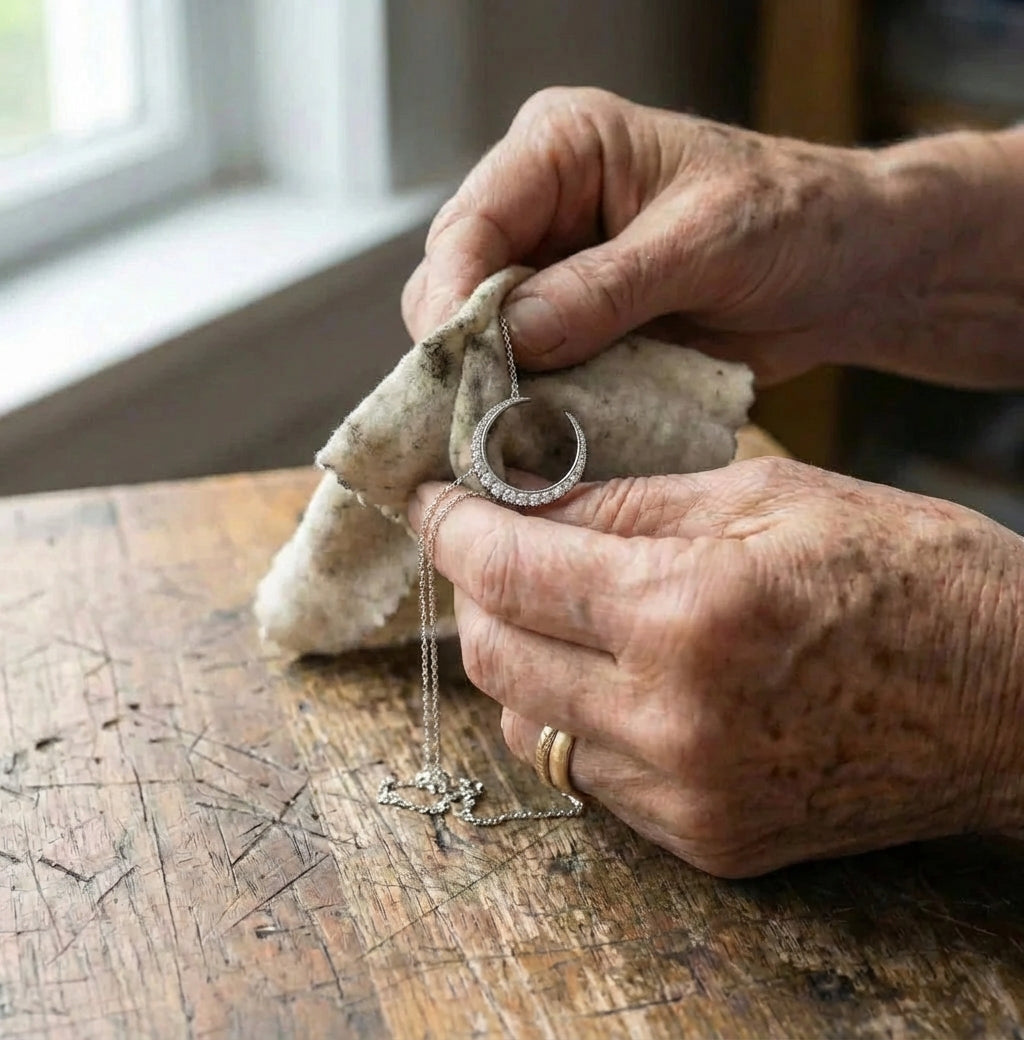 Vintage Moon Silver Necklace